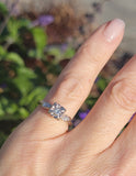 14k white gold mid-century diamond engagement ring