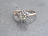 10k gold old mine cut diamond antique engagement wedding ring - apx .69ct tw