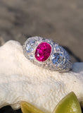 Platinum Deco Burma ruby & diamond estate antique ring