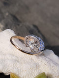 14k gold two-tone diamond estate Deco ring