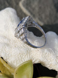 Platinum Art Deco style blue Sapphire & Diamond Ring