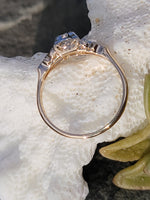 14k-18k gold two tone diamond estate Deco c.1930's ring
