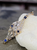 14k gold two tone Art Deco diamond & sapphire antique bracelet