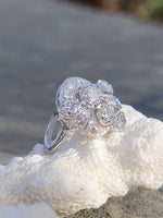 14k white gold diamond Retro diamond vintage estate ring - apx 1.75ct tw