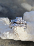 14k white gold vintage diamond bridal set - apx .33ct tw