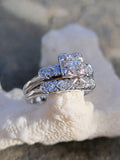 14k white gold vintage diamond bridal set - apx .33ct tw