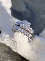 14k white gold vintage diamond bridal set - apx .33ct tw