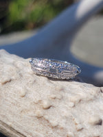 Platinum baguette & round diamond vintage wedding band