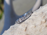 14k white gold Art Deco vintage 7 diamond wedding antique band