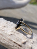 10k gold two tone vintage black onyx & diamond ring