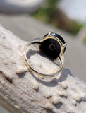 10k gold two tone vintage black onyx & diamond ring