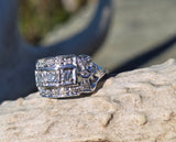 14k white gold BOW motif diamond estate ring band