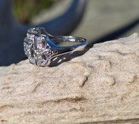 14k white gold BOW motif diamond estate ring band