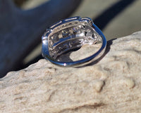 14k white gold BOW motif diamond estate ring band