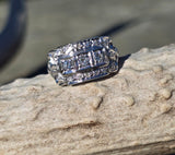 14k white gold BOW motif diamond estate ring band