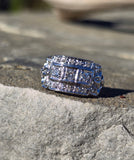 14k white gold BOW motif diamond estate ring band