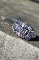 14k white gold BOW motif diamond estate ring band