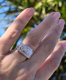 14k white gold BOW motif diamond estate ring band