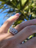 14k white gold BOW motif diamond estate ring band