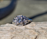 Platinum Art Deco diamond engagement wedding ring - apx .40ct tw