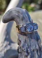 14k gold 3 diamond estate antique wedding band ring men's - apx 1.25ct tw