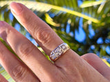 14k gold 3 diamond estate antique wedding band ring men's - apx 1.25ct tw