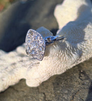 Platunum 9 old cut diamond Deco navette ring - appx .77ct tw
