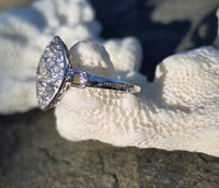 Platunum 9 old cut diamond Deco navette ring - appx .77ct tw