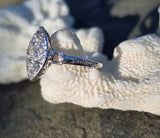 Platunum 9 old cut diamond Deco navette ring - appx .77ct tw