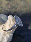 Platunum 9 old cut diamond Deco navette ring - appx .77ct tw