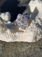 Platunum 9 old cut diamond Deco navette ring - appx .77ct tw