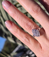 Platunum 9 old cut diamond Deco navette ring - appx .77ct tw