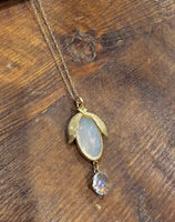 10k gold Victorian opal necklace pendant lavaliere