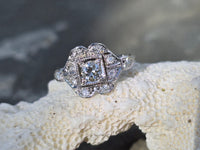 platinum ART DECO c.1920's diamond antique ring- apx .43ct tw HOLD