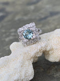 platinum aquamarine & diamond ring