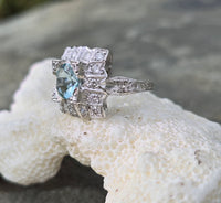 platinum aquamarine & diamond ring