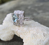 platinum aquamarine & diamond ring