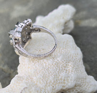 platinum aquamarine & diamond ring