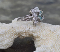 platinum aquamarine & diamond ring