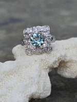 platinum aquamarine & diamond ring