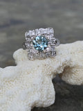 platinum aquamarine & diamond ring