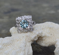 platinum aquamarine & diamond ring