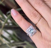 platinum aquamarine & diamond ring