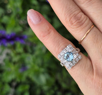 platinum aquamarine & diamond ring