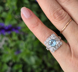platinum aquamarine & diamond ring