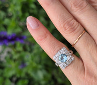 platinum aquamarine & diamond ring