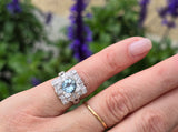 platinum aquamarine & diamond ring
