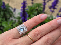 platinum aquamarine & diamond ring