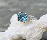platinum natural blue Zircon Deco estate ring