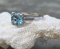 platinum natural blue Zircon Deco estate ring